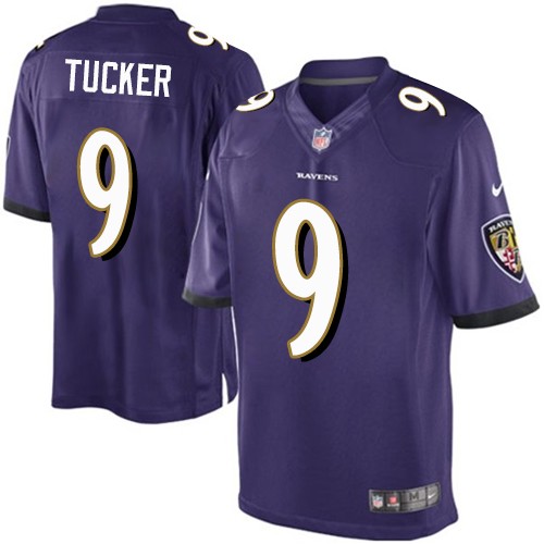 Youth Limited Justin Tucker Nike Jersey Purple Home - #9 NFL Baltimore Ravens